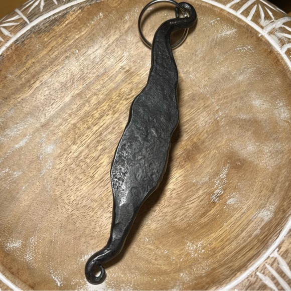 Wizard Half Moon Hand Forged Iron Keychain - Picture 6 of 8
